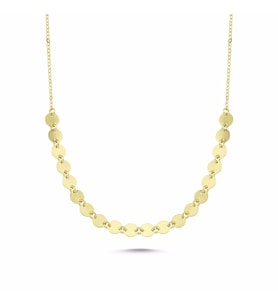 Pullu Altın Kolye 42 Cm 14K Gold