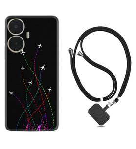 Realme C55 Kılıf Silikon Boyun Askılı İpli Desenli Silikon Line Planet 1736