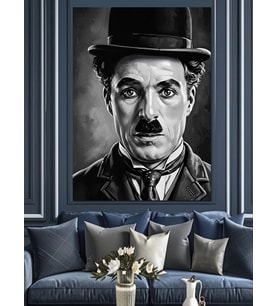 Siyah Beyaz Karizmatik Charlie Chaplin Dekoratif Kanvas - Mdf Ahşap Tablo