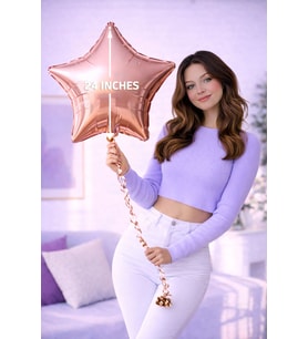24 İnç Rose Gold Yıldız Balon – Şık Parti ve Kutlama Dekoru