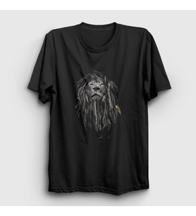 Presmono Unisex Siyah Rasta V2 Lion Aslan T-Shirt 305870tt