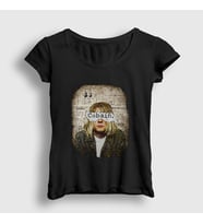 Presmono Kadın Siyah Paper Nirvana Kurt Cobain T-Shirt 35888tt