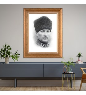Altın Varaklı Paspartulu Çerçeveli Tablo rv992