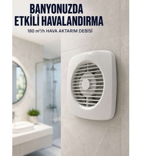 Ev Tipi Dekoratif Aspiratör 16 W 180 m³/h Banyo Mutfak WC Havalandırma Çözümü