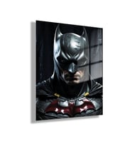 Temperli Gerçek Cam Tablo Film Karakteri Yakın Çekim Batman