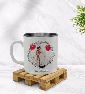 BK Gift Kişiye Özel İsimli Fotoğraflı İçi Siyah Renkli Kupa Bardak Model 26
