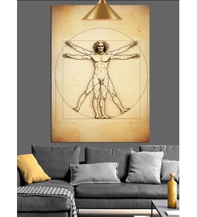Vitruvian Adam Anatomik Çizim Dekoratif Kanvas - Mdf Ahşap Tablo