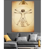 Vitruvian Adam Anatomik Çizim Dekoratif Kanvas - Mdf Ahşap Tablo