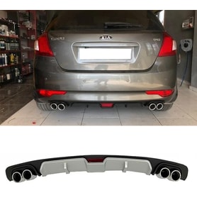 Kia Ceed Gri Difüzör 4 Krom Egzoz Görünümlü Difizör Arka Ek Body Kit 2008 - 2012