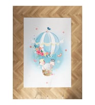 MEKTA HOME BEBEK VE ÇOCUK ODASI Fil ve Çiçekli Uçan Balon Desenli Halı