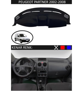 Peugeot Partner 2002-2008 İçin Uygun Torpido Koruma Halısı Siyah Kenar Renk Siyah