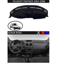 Peugeot Partner 2002-2008 İçin Uygun Torpido Koruma Halısı Siyah Kenar Renk Siyah