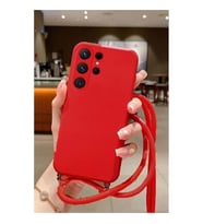 Coverzone Oppo A3 ile Uyumlu ?pli Boyun Ask?l? Silikon K?l?f Kadife ?� Yap?l? Dulcet Epiphany boyun �apraz as?labilen ?pli K?l?f K?rm?z?