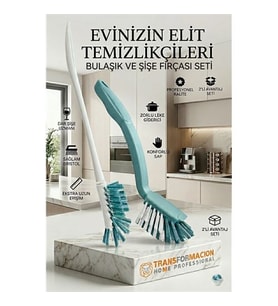 2'li Profesyonel Set - Biberon, Şişe ve Kavanoz Fırçası ile Bulaşık Fırçası 723096
