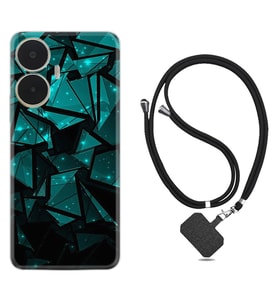 Realme C55 Kılıf Resimli Boyun Askılı İpli Desenli Silikon Green Prizmas 1348