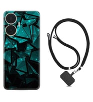 Realme C55 Kılıf Resimli Boyun Askılı İpli Desenli Silikon Green Prizmas 1348