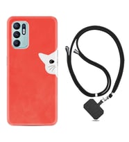 Oppo Reno 6 Kılıf Silikon Boyun Askılı İpli Desenli Silikon Kedoş 1735