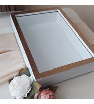 25X35 BEYAZ-BRONZ LEDSİZ DERİN ANI ÇERÇEVESİ- NİŞAN SÖZ GÜLLERİNİZ İÇİN ÇERÇEVELER