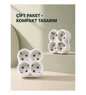 Mey İthalat® 4’lü Priz Çoğaltıcı 2 Adet Set Kablosuz Duvar Tipi Priz Çoklayıcı Adaptör