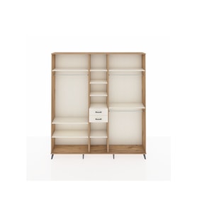 Arges Gardrop 10 Raflı 2 Çekmeceli 3 Askılı 220x30x243 Çam-Aytaşı