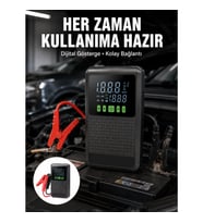 Mey İthalat® Taşınabilir Araç Akü Şarj Takviye Cihazı 150 PSI Dijital Kompresör Yeni Nesil