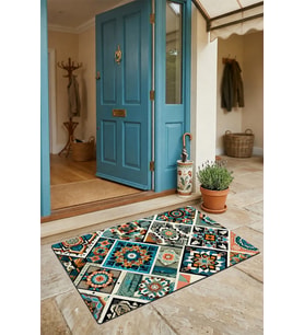 Valerine Life Kapı Önü Paspası 45x70cm Kaymaz Taban Dekoratif iç Dış Mekan Mozaik Desenli