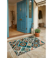 Valerine Life Kapı Önü Paspası 45x70cm Kaymaz Taban Dekoratif iç Dış Mekan Mozaik Desenli