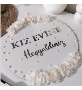 Kişiye Özel Pleksi  Kız Evi Naz Evi Kapı Süsü (Gümüş)