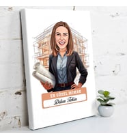 Kişiye Özel Hediye Karikatürlü En İyi Kadın Mimar Kanvas Tablo