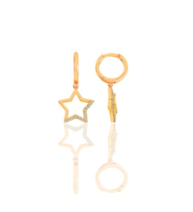 Gümüş rose zirkon taşlı yıldız küpe SGTL11543ROSE