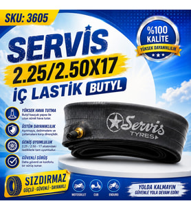 Servis 2.25/2.50X17 İÇ LASTİK BUTYL Motosiklet İç Lastiği (1 ADET)
