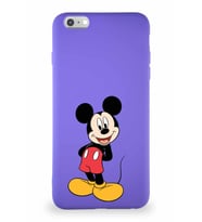 Apple iPhone 6S Plus Soft Premier Kapak Mickey Mouse-B Tasarımlı Silikon Kılıf - Mor (Şeffaf)