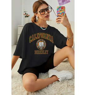 Unisex California Baskılı T-shirt (Siyah)