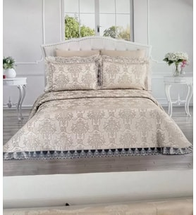 Şönil 3 Parça Çift Kişilik 255x265 cm Lüx Yatak Örtüsü Seti Çeyizlik Yatak Takımı