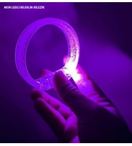 Mor Led Işıklı Baskı Yapılabilen Pilli Bileklik Bilezik 1,5 cm Genişlik