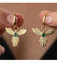 Gümüş Anka Kuşu Figürlü Gold Kadın Küpe