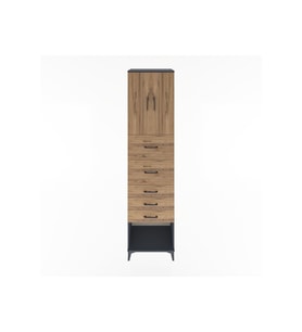 Hyperion Dolap 2 Raflı 5 Çekmeceli 2 Kapaklı 60x44x243 Antrasit-Çam