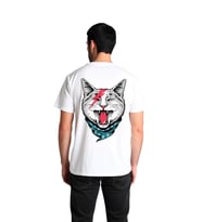 Erkek Baskılı Tişört Kedi Motifi Şimşek Çakması Bandana Detaylı Rock Tarzı Günlük Rahat Modern Şık