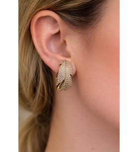 Xuping Rose Gold Yaprak Figürlü Taşlı Halka Küpe
