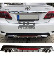 Toyota Corolla 2007-2012 Difüzör Arka Tampon Eki 4 Egzoz Çıkışlı Gri Reflektörlü