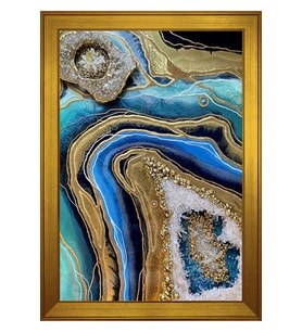 Soyut Şekiller Motifli Kanvas Tablo 50 x 70 cm Gold Çerçeve