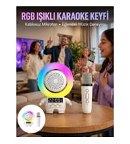 Mey İthalat® Karaoke Özellikli Astronot Bluetooth Hoparlör Kablosuz Mikrofonlu