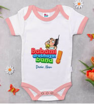 BK Kids Kişiye Özel Pembe Bebek Body Zıbın - Model 14