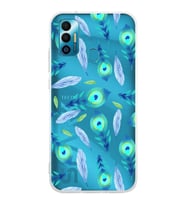 PrintiFy Tecno Spark 7 ile Uyumlu 1mm Slim Fit Nazar Boncuğu 3 Baskılı Şeffaf  Kılıf