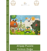 #Puzzle Eğitici Ahşap Puzzle Zeka Geliştirici Yerli Seti Çocuk Oyuncak Kırmızı Doğa 24 Parça