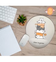 Kişiye Özel 8 Kedi Arkadaş Temalı Mouse Pad Bilek Destekli