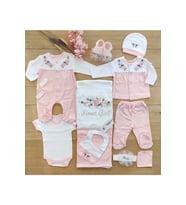Kız Bebek Pembe 10'lu Hastane Çıkışı Natural Işlemeli Set STL46631
