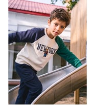 LCW Kids Bej New York Baskılı Erkek Çocuk Sweatshirt