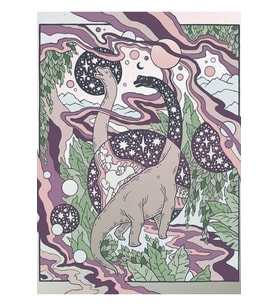 Jurassic Portal Mor Haze Paleti Dinozor Bilim Kurgu Sanat Tablo Ahşap Poster Dekoratif