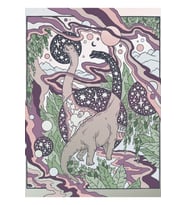Jurassic Portal Mor Haze Paleti Dinozor Bilim Kurgu Sanat Tablo Ahşap Poster Dekoratif